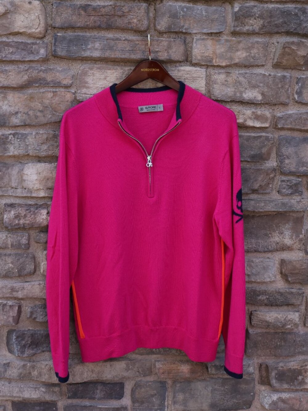 G/FORE Men’s Pink Wool Quarter-Zip Golf Sweater Large